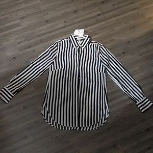 NWT J. Crew black and white striped blouse